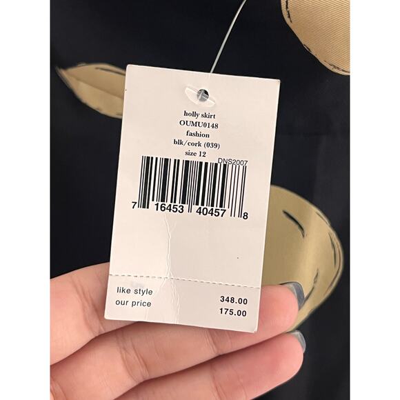 Kate Spade Holly Pleated Knee-Length A-Line Skirt Black & Cork Polka Dots 12 NWT - Picture 6 of 9